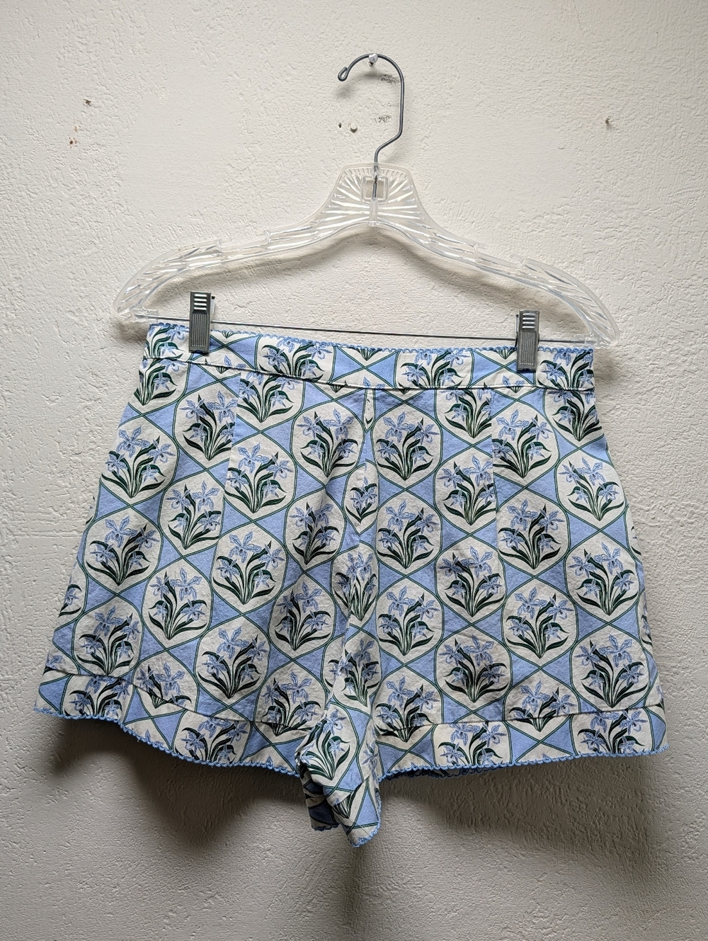 Women's Agua Bendita Toronjil Chan Celeste High-rise Pleated Shorts Sz Medium - Picture 6 of 12